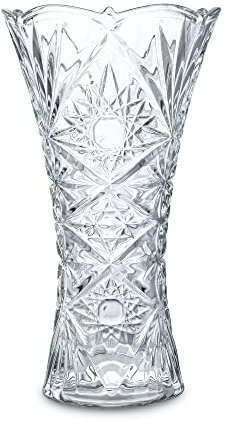 H&D HYALINE & DORA Clear Crystal Vase, Glass Flower Vase Thickening Design Suitable for Home Decor Centerpieces, Wedding, Mothers Gift,9.2'' Tall