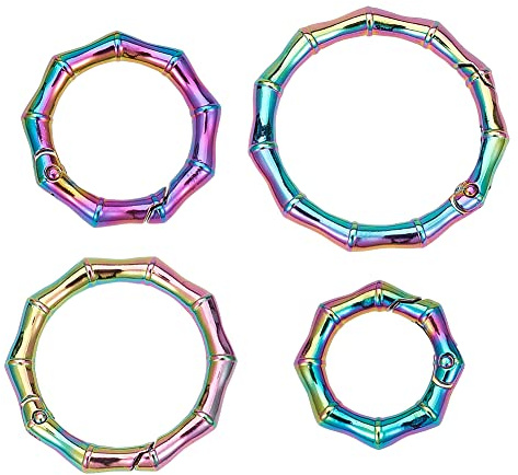 GORGECRAFT 4Stk 1.5 1.25 1 0.74 Regenbogen-Metall-O-Ring Frühlingsbambus-Öffnungsring Torringe Bunte Zinklegierung O-Ring-Karabiner-Schlüsselanhänger Rundem Clip-Verschluss Schnalle Geldbörse