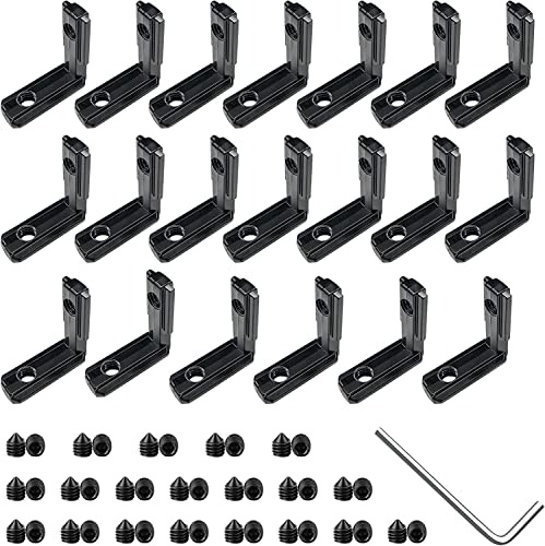 VICHSAMWY 20 Stück T-Nut Innenwinkel Aluminium Profil, 90°L-Form Klammern Inneneckverbinder Winkel Innenverbindung mit 1Schraubenschlüssel für Schlitz 6mm 20S Aluminiumschiene Zubehör