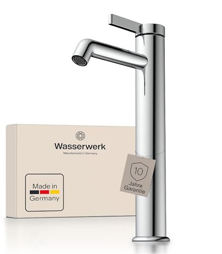 Wasserwerk Hohe Waschbeckenarmatur WT11 | Badarmatur für Aufsatzwaschbecken | Wasserhahn Bad Hoch | Waschtischarmatur fürs Badezimmer | Made in Germany | Chrom