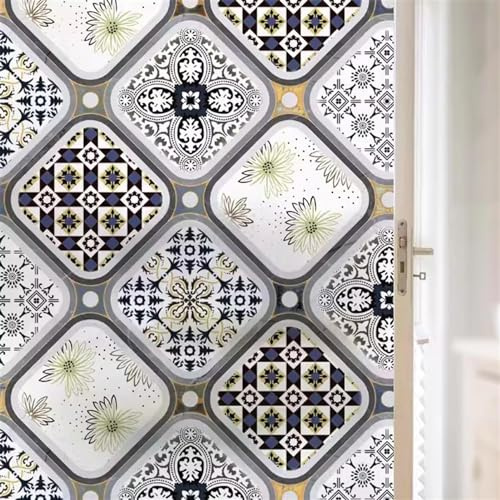 OSKOE Film De Fenêtre Anti Regard 80x200cm Film Occultant De Verre Dépoli De Salle De Bains, Décoration Film De Vitrail De Maison Bureau, Film Electrostatique,5