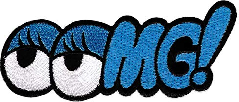 OMG Spruch Augen Paar Aufnäher zum aufbügeln oder aufnähen Bügelbild Aufbügler für Kleidung gestickter Bügelpatch Applikation Patch Größe 9,8 x 3,8 cm