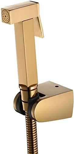Hand-Bidet-Sprühgerät for die Toilette, Titangold, tragbares Stoffwindel-Sprühset, Messing-Badezimmer-Bidet-Sprühset mit Brauseschlauch und Halter for persönliche Hygiene, Baden von Haustieren