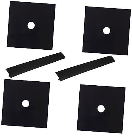 Protecteur de Plaque de Cuisson à Gaz de Forme Carrée Noir Ptfe 4pcs | Adhésif, Pose sur Brûleur, Compatible Gazinière et Table de Cuisson, Lot de 2pcs Inclus