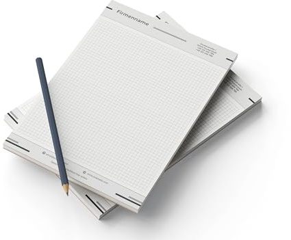 Premium Notizblock DIN A4 personalisiert, liniert/kariert/blank/Punktraster selbst gestalten, hochwertiges Papier, Collegeblock/Schreibblock für Schule/Studium/Unternehmen mit Adresse (Softy Line)