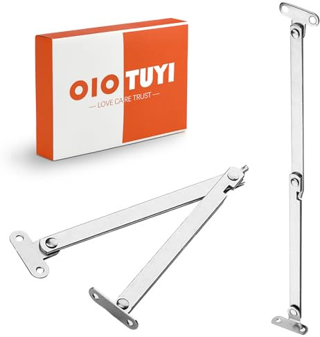 OioTuyi Lot de 2 charnières pliantes entièrement en métal avec blocage, ferrure à rabat à 180°, limiteur d'ouverture de porte, charnières de support de couvercle pour meubles, portes, support de