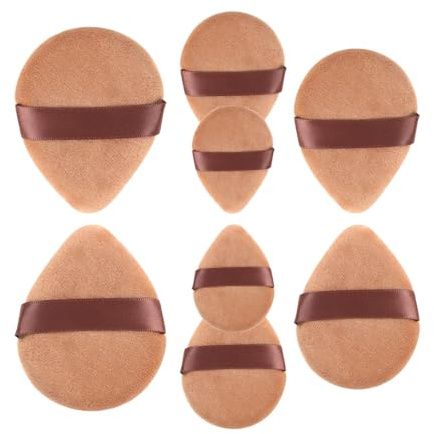 TELAIN 8 Stück Puderquaste für Gesichtspuder, dreieckiger Beauty Blender Schwamm, Halo Glow braune Puderquaste für makelloses Make-up