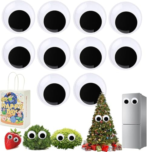 Kulleraugen für Büsche, Halloween-Augen für Büsche, große Kulleraugen, selbstklebend, riesige Wackelaugen, große Kulleraugen mit selbstklebender Folie für Heimwerker, Basteln, Weihnachtsbaumdekoration