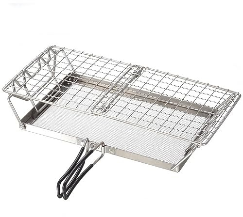 Sonew Camping Toaster für Gaskocher, Edelstahl Faltbar Camping Grill, Handgriff mit Gummibeschichtung, Ideal für Camping, Picknick und Angeln