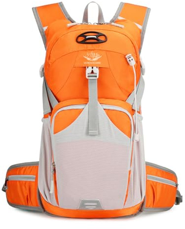 PORRASSO Wanderrucksack Wasserdichter Rucksack 18L Leichter Reiserucksack Hiking Backpack für Damen Herren Trekking Radfahren Klettern Reisen Sport Orange