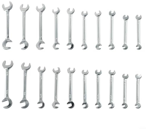 Elchuiaby 20-Piece Combination Spanner Set Metric SAE Imperial Small Wrench Portable Tool Kit with Storage Bag