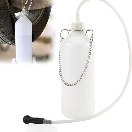 YOYEAH Bremsflüssigkeitsbehälter 1L - Auslaufsicheres bremsenentlüfter mit 60cm Schlauch und Universal-Adapter - Ideal zum Ölabsaugspritze und Bremse entlüften für Autos, Motorräder und Geländewagen.