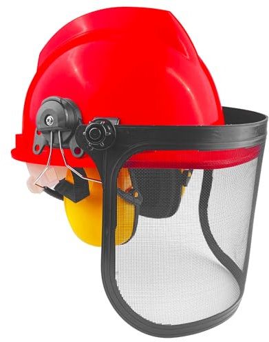 Zeripikfoasp Casco Forestale, Casco di Sicurezza con Cuffie Antirumore e Visiera in Rete, Elmetto Resistente Agli Urti per Motosega, per Lavori e Attività All'Aperto Industriali e Vari