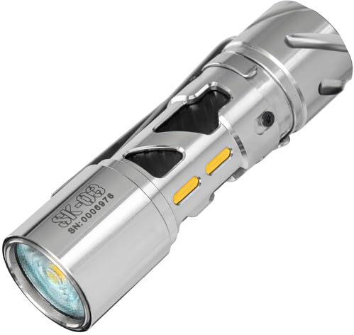 LOOP GEAR SK03 LED Rechargeable Torch – AA EDC Torches with Side Light & 4 Color Filters, 10 Modes, Super Bright, Compact Pocket Flashlight with Clip for Outdoor, Camping, and Emergency