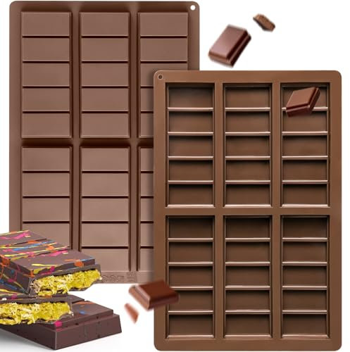 Lot de 2 moules à chocolats en silicone Dubaï - Moule à pralines profonds avec grattoir et sac pour chocolats et bonbons au chocolat, sans BPA