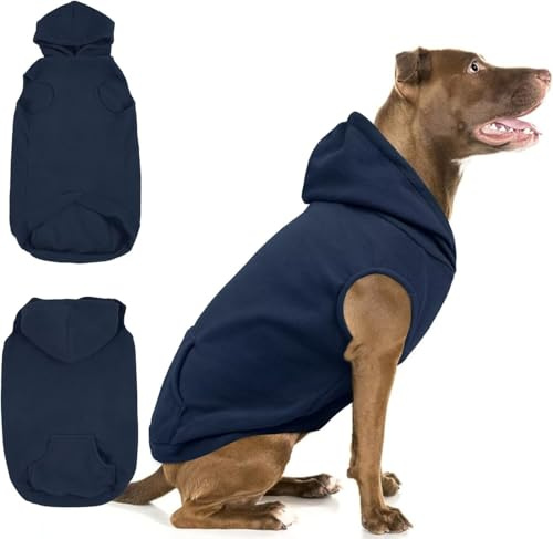 IECOii Hunde-Kapuzenpullover,Fleece Haustier-Kapuzenpullover für Hunde mit beruhigende Kapuze,Baumwolle Hundemantel Warme Jacke Sweatshirt,Bequem Weich Hund Kapuzenpullis für Beagle,Dalmatian,Blau,XL
