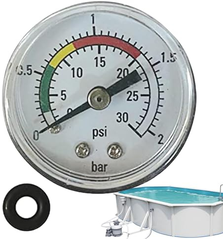 Biniveil Manomètre pour Filtre à Sable - Montage Arrière pour Pompe de Piscine - Indicateur Acier Inoxydable Lecture Facile Pièce De Rechange Pour Fuites Contre-Lavage Maison