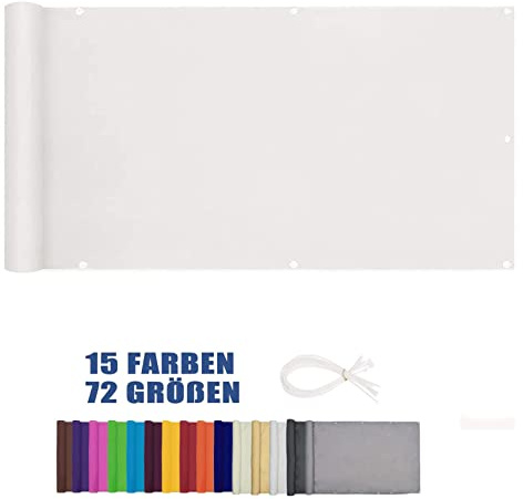 Frangivista - Telone frangivento con occhielli, fascette in nylon e corda, 1 x 4,5 m, per balcone, terrazza, soluzione ombreggiante all'aperto