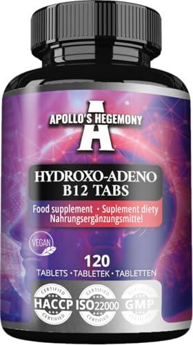 Vitamin B12 100 µg – hydroxokobalamin & adenosylkobalamin | 120 veganska tabletter | 480 portioner – energi och nervsystem – från Apollo’s Hegemony