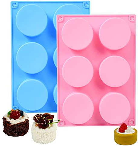 Moldes de silicona para chocolate, cilindros redondos para chocolate, perfectos para oreos cubiertos, cupcakes, dulces, pudín, mini jabón (2, azul/rosa)