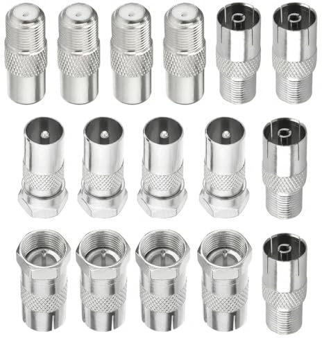 afhgdjr 16 STK Antennenstecker, TV Luftadapter,antennenkabel Adapter,SAT Antenne Adapter,F männliche/weibliche Koaxialkabel Verbinder, Sat Adapter Set F-stecker zum Antennenkabel f-Kupplung