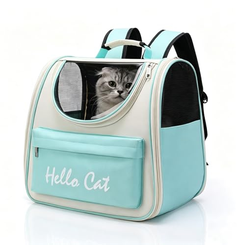 Sac à Dos de Transport pour Chien Chat,Respirant Sac De Transport pour Chien, Sac Transport Chat, Sac Transport Chien, Spacieux Sac Voyage Chiens Chat Laisse et Tapis Intégrés (Vert)