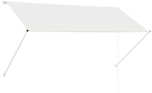 HETFTJN Store rétractable - 250 x 150 cm - Crème - Store de fenêtre manuel avec cadre en acier robuste et chaînette - Store réglable à bras tombant pour balcon, terrasse et jardin - Brise-vue en