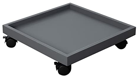 Supporto per piante impermeabile su ruote, carrello per piante per interni ed esterni, carrello per piante in vaso con ruote, vassoi per piante mobili, ruote quadrate (colore: grigio, dimensioni: 30