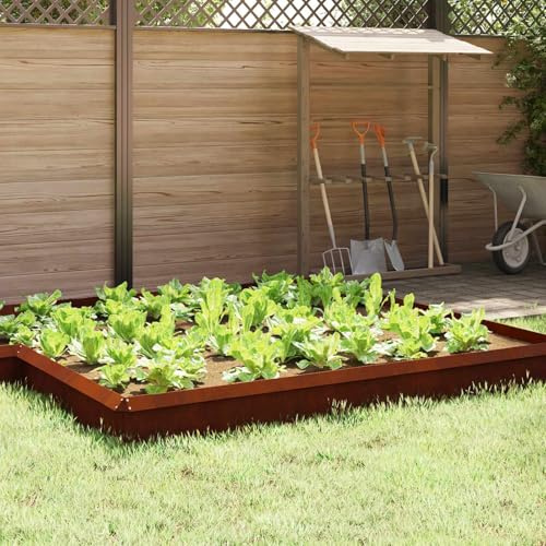 Runheo Valla de caracol de acero resistente a la intemperie oxidado, 50 x 3,5 x 25 cm, con borde flexible y borde de césped para jardín, terraza, jardín delantero, patio y acera, protección y