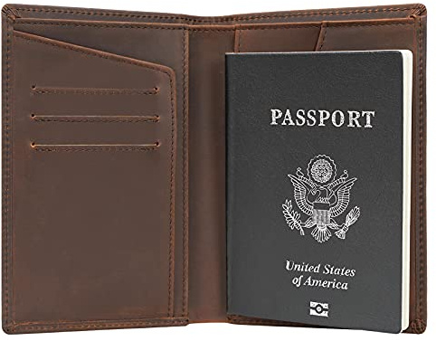 Polare Functional RFID Blocking Leather Passport Holder Travel Bifold Wallet For Men(Dark Brown)