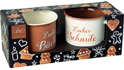 IHR Porzellanbecher - Set, Motiv: ZUCKERBÄCKER Black, Zucker-Schnute + Zucker-Bäcker