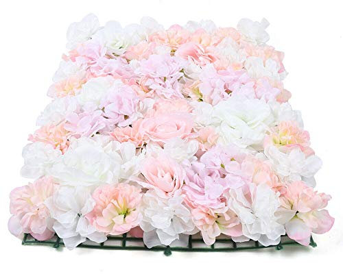 20 Stück Blumenwand Kunstblumen Wandpaneele Künstliche Blumen Deko Wand, Romantischem Blumen-Hintergrund für Hochzeitsdeko Garten Dekor, 60 x 40 cm