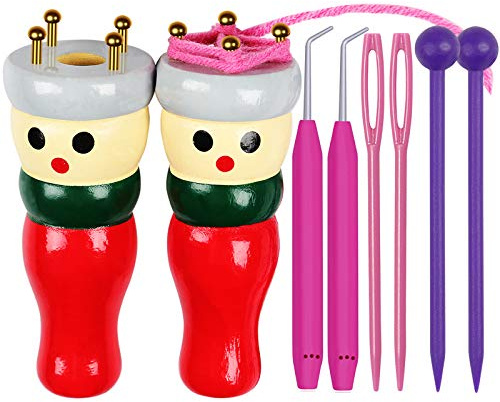 Coopay Piastrelle per maglieria in legno, 2 set di pupe per maglieria, ideale per lavori a maglia in lana, legno per la produzione di bracelet, forme carine, decorazioni