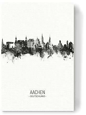 artboxONE Leinwand 120x80 cm Städte Aachen Germany Skyline BW von Michael Tompsett