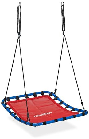Relaxdays Nestschaukel, Kinder & Erwachsene, bis 100 kg belastbar, höhenverstellbar, BxT 76x103 cm, Gartenschaukel, rot