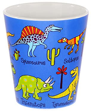 Tyrrell Katz Kids Dinosaurs Printed Beaker in Blue - Dishwasher Safe Children’s Drinking Cup Everyday Melamine Tableware - 8 x 7 cm