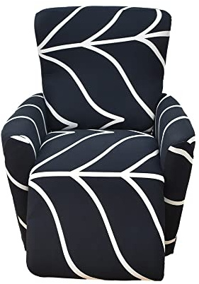 Highdi Stretchhusse für Relaxsessel Komplett Sesselschoner 1 Sitzer, Stretch Relaxsessel Bezüge 4 Stück - Minimalismus Elastisch Sesselbezug für Fernsehsessel Liege Sessel (Schwarze weiße Streifen)