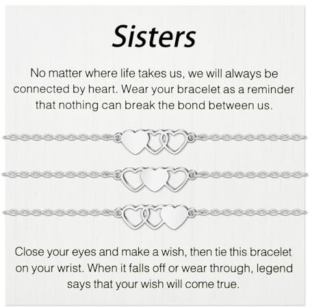 BOCHOI Schwestern Armband 3 Stück Silber Herz Gliederarmband Geschenk Für Schwester Freundschaftsgeschenk Für Mädchen Bff Bestie Bracciali per uomo e donna 82