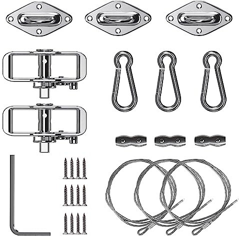 Goleray Kit hardware per tende parasole, kit di installazione a vela triangolare con filo in acciaio inossidabile lungo 45,7 m, per cortile, patio, giardino
