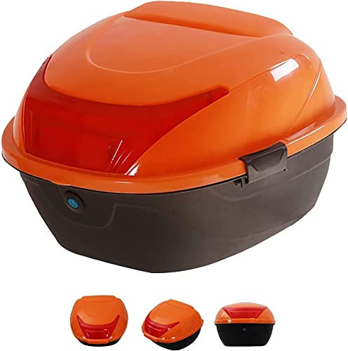 VELYTA Motorrad-Kofferraum, Topcase, Roller-Kofferraum-Heckklappe mit Nachtwarnlicht und Montagematerial for Roller, Motorräder Motorradkoffer (Color : Orange)