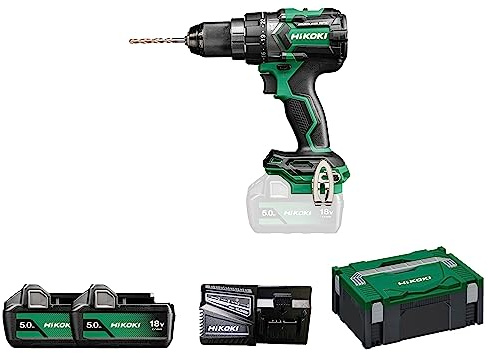 HiKOKI DV18DCWPZ Akku Schlagbohrschrauber, 140 Nm, 18V Brushless Set | Bohrschrauber mit 2x 5,0Ah Akkus, Ladeger$t und HSC II Koffer, 13mm Metallfutter, RFC Schutz, 190 mm L$nge