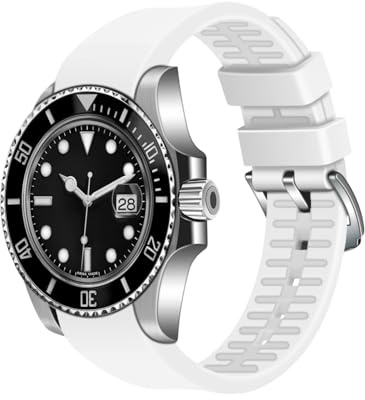 Juntan Cinturino universale in silicone da 20mm 22mm, con estremità curve in gomma leggera, cinturino di ricambio per orologio da polso sportivo, bianco, per Moonswatch, diversi colori, da uomo e