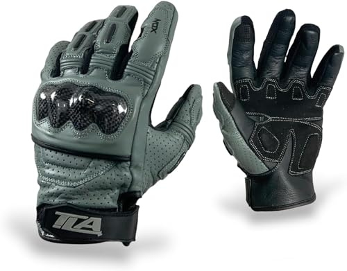 TLA NOX Gants Moto en Cuir avec Protections homologué CE,Poignet Court,2XS-5XL Hommes et Femmes.Gant Moto,Scooter,cafè Racer,tactiles,mi-Saison, Respirants, Haute Protection Contre Les Chocs
