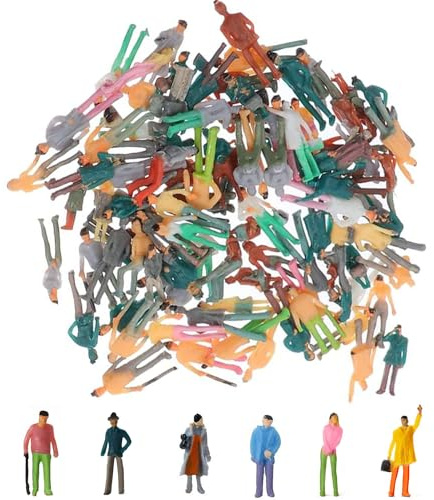 VICDUEKG 100 pezzi Mini modellino ferroviario figure persone dipinte sedute e in piedi diverse pose in miniatura H0 figure 1:75