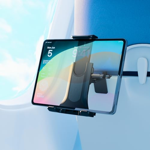 CHARGEWORX Flugzeug-Tablet-Halterung für Tabletttisch, universelle Telefon- & Tablet-Halterung mit 360° Drehung, Faltbare Reise-Telefonhalterung für Flugzeug, Zug & Auto, kompatibel mit iPad, Kindle