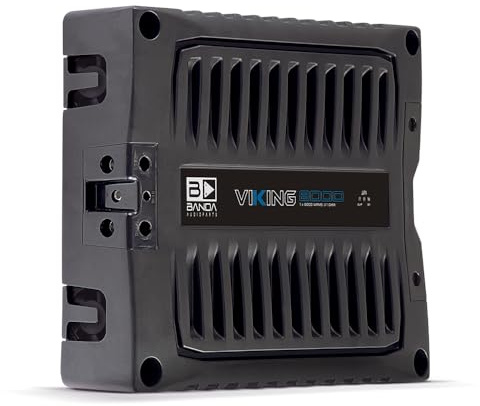 Banda VIK8000.1BK Amplificateur audio de voiture Viking 8000 W Rms Gamme complète 1 Ohm Châssis en aluminium Indicateurs LED Noir