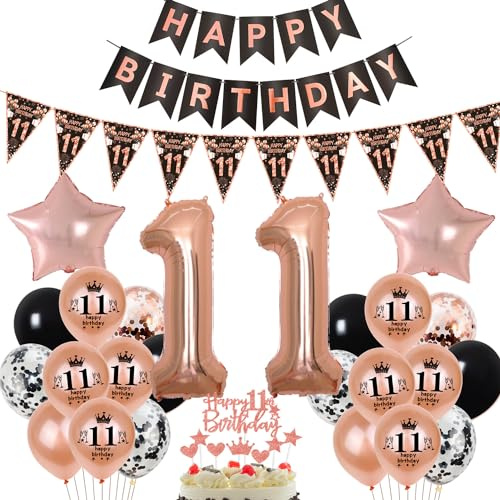 noir or rose ballon 11 ans anniversaire fille décoration gâteau 11 ans anniversaire fille décoration anniversaire 11 ans fille rosegold ballon décoration 11 ans anniversaire fille ballon