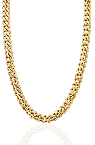 CRAFTD - Gold Cuban Link Chain - Durable 18K Gold & 316L Stainless Steel - Waterproof, Heat & Sweat Resistant - Gifts for Men - Men's Jewellery - Width 12MM - Length 55cm