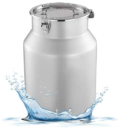 Adima Lata de leche pequeña de acero inoxidable Cubo de leche con asa de transporte, Cubo de leche Barril de almacenamiento de líquidos con tapa sellada de silicona para almacenamiento,7L