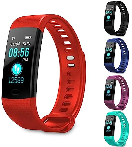 iSTYLE Y5 Colour Fitness Tracker con cardiofrequenzimetro Dormire Monitor Schermo a Colori Bluetooth Smart Watch（Rouge）